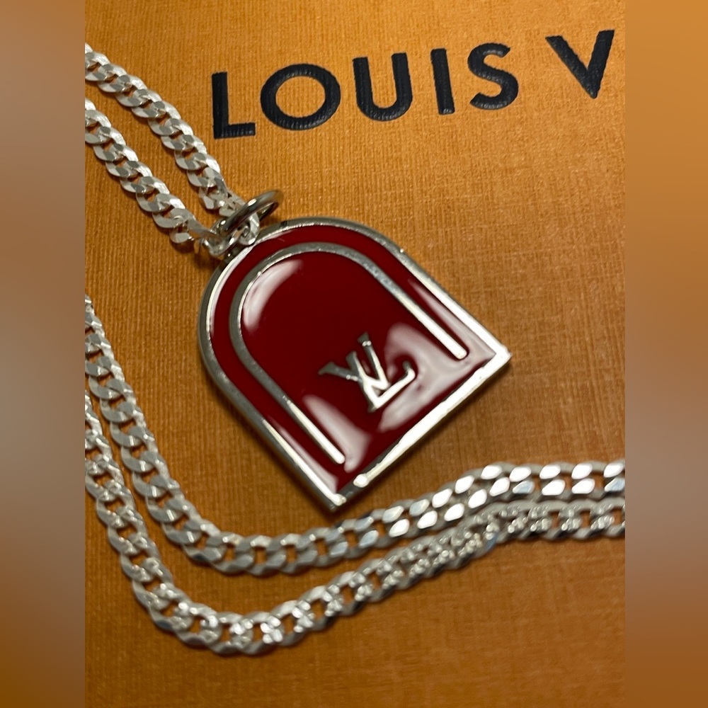 Authentic,LV Rare double sided enamel charm on Sterling silver